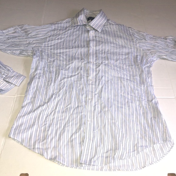Nicole Miller White Striped Button Shirt L Mens - Picture 3 of 5